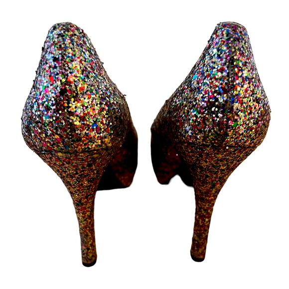 Womens Candies Cayunnis Multi Color Glitter Peep Toe Stilettos Size: 7 M - Picture 4 of 5